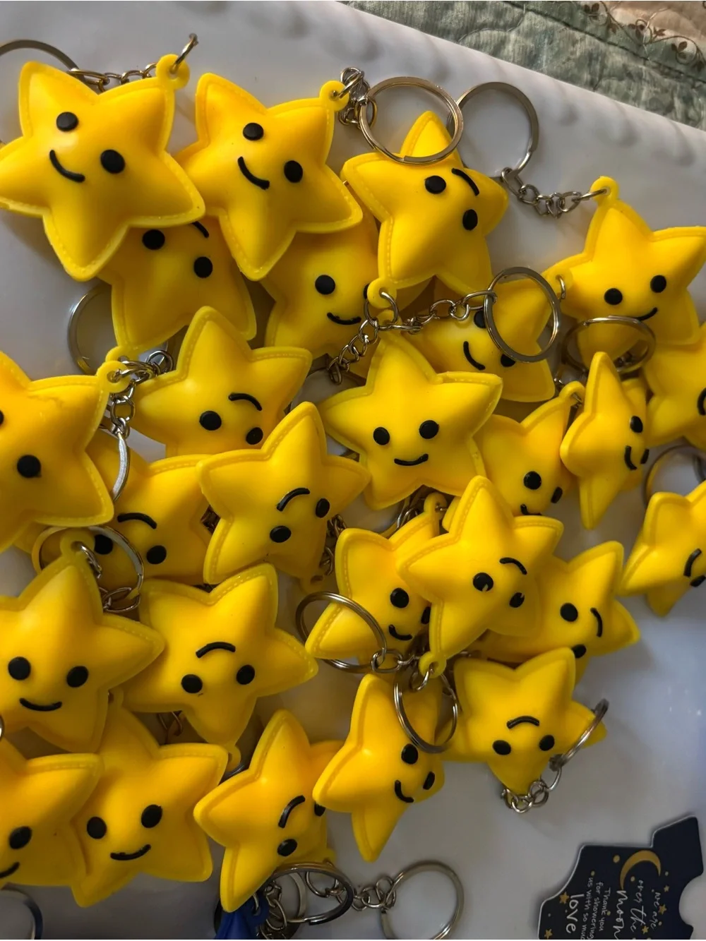 Over the Moon Keychain Party Favors Yellow Star & Blue Moon
